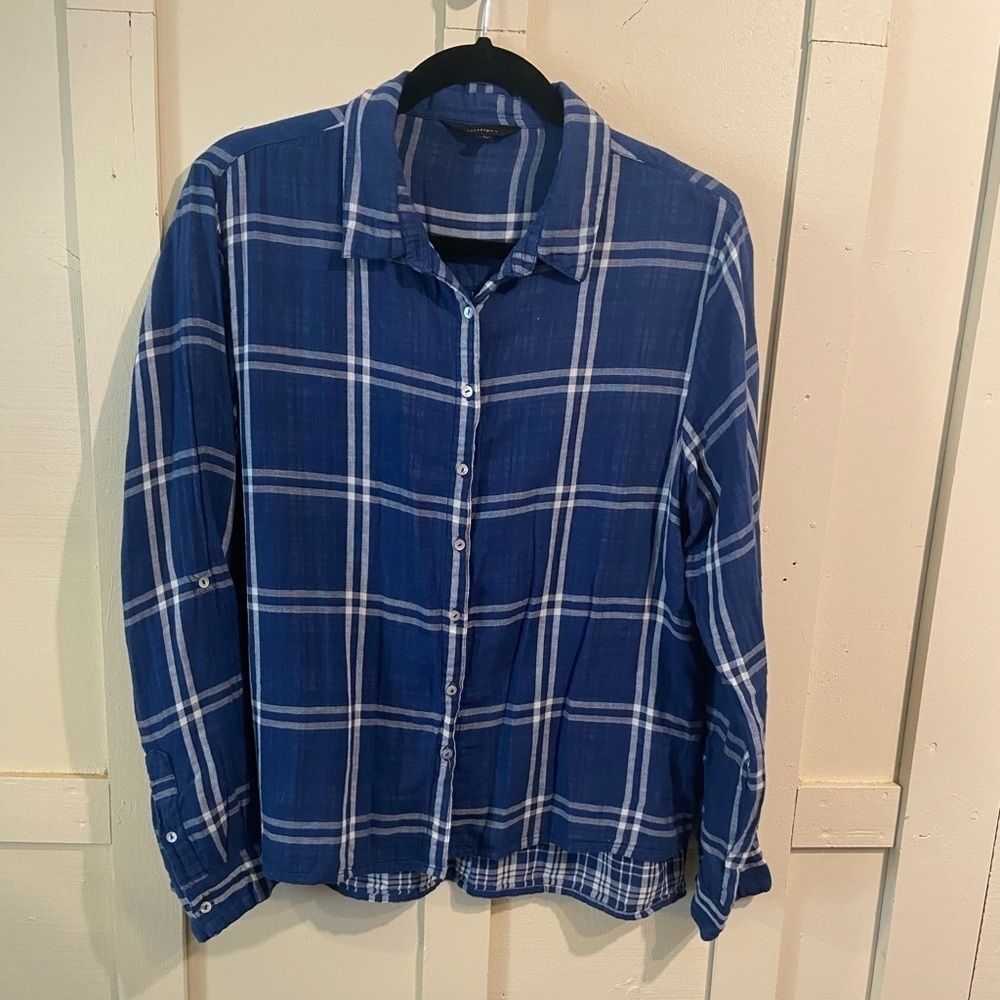 Paradigma plaid button down top size large